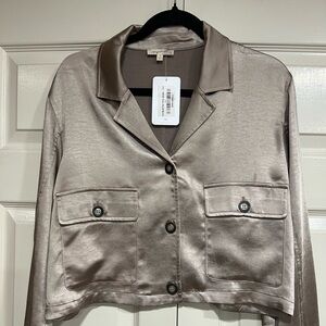 Mystree Womens Button Up Long Sleeve Cropped Jacket Size Small NWT